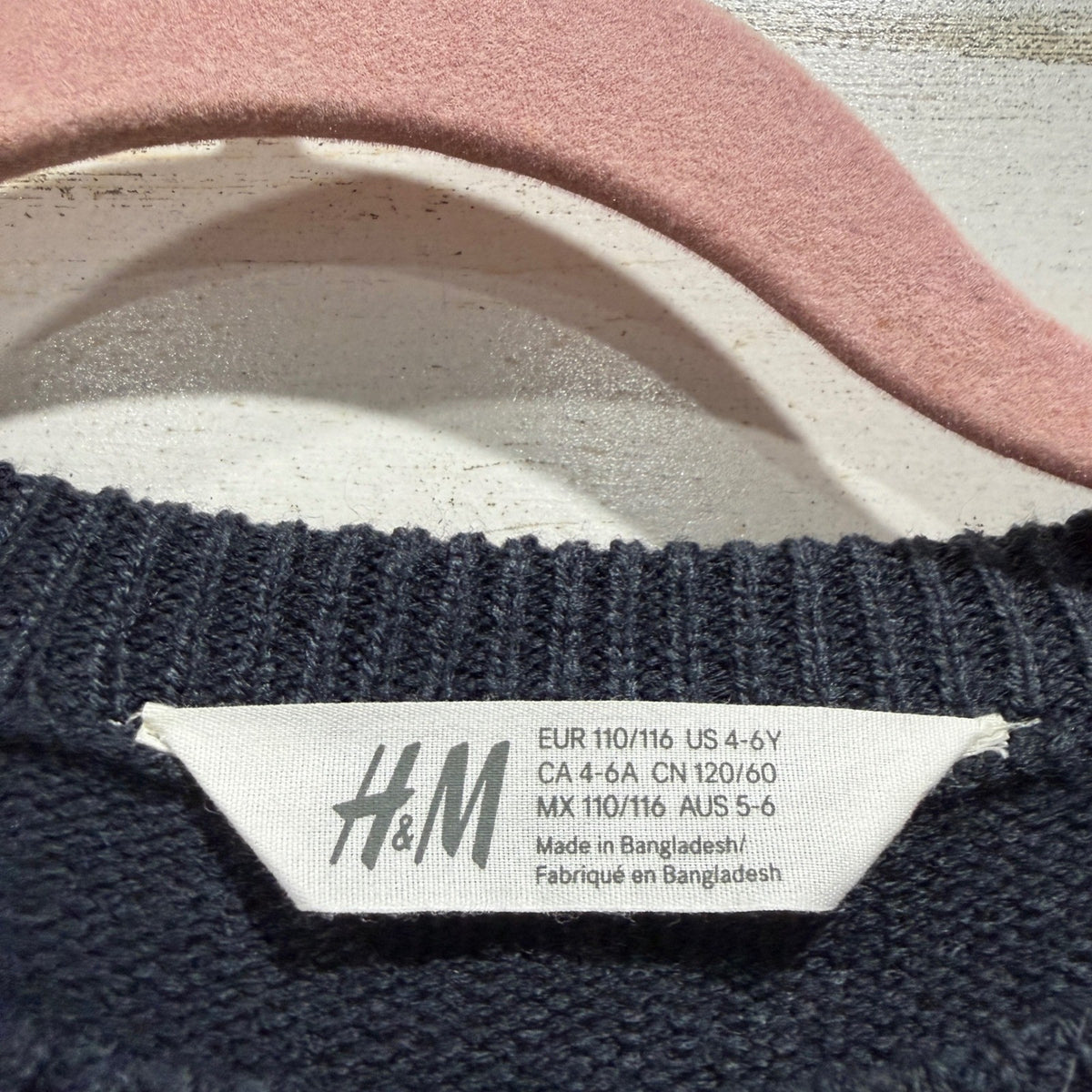 H&M Fine Knit Crewneck Sweater Boys 4-6Y Navy Blue Acrylic Classic Essential EUC1