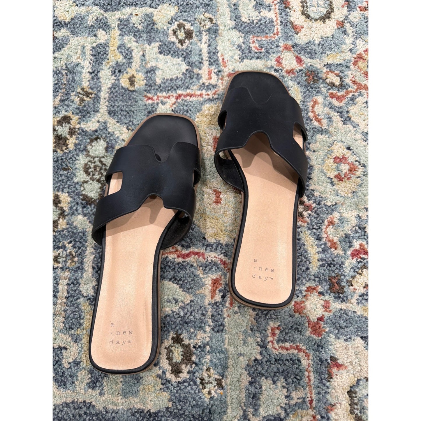 A New Day Slide Sandals Women 9 Black H-Band Minimalist1