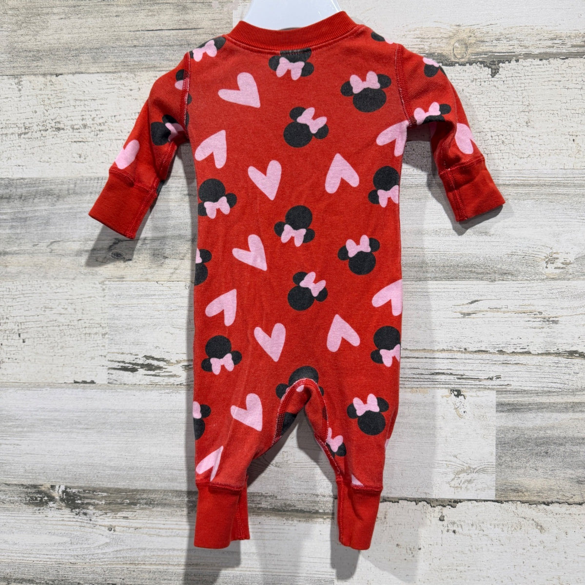 Disney Hanna Andersson Minnie Mouse Sleeper Girls 0-3M Red Organic Cotton EUC3