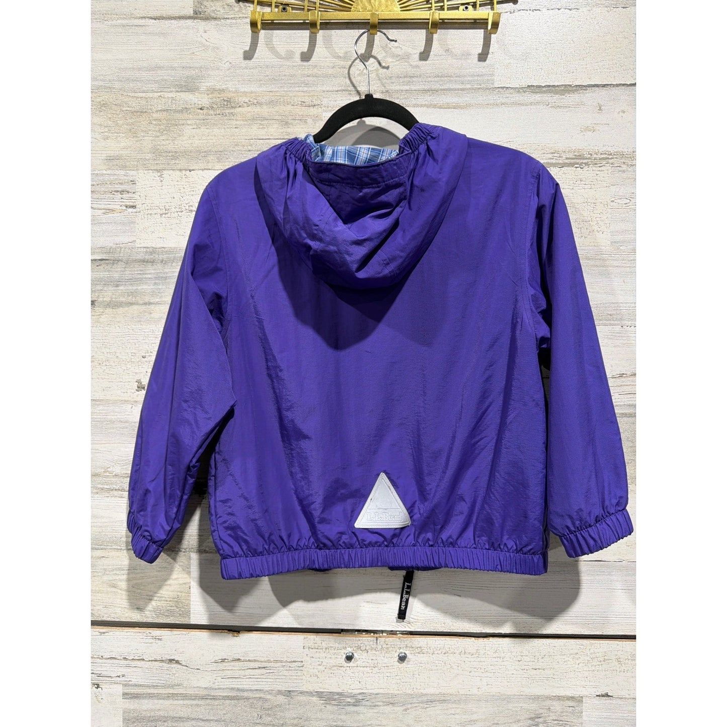 LL Bean Windbreaker Jacket Kids 8 Purple Hooded Full Zip Gorpcore EUC6