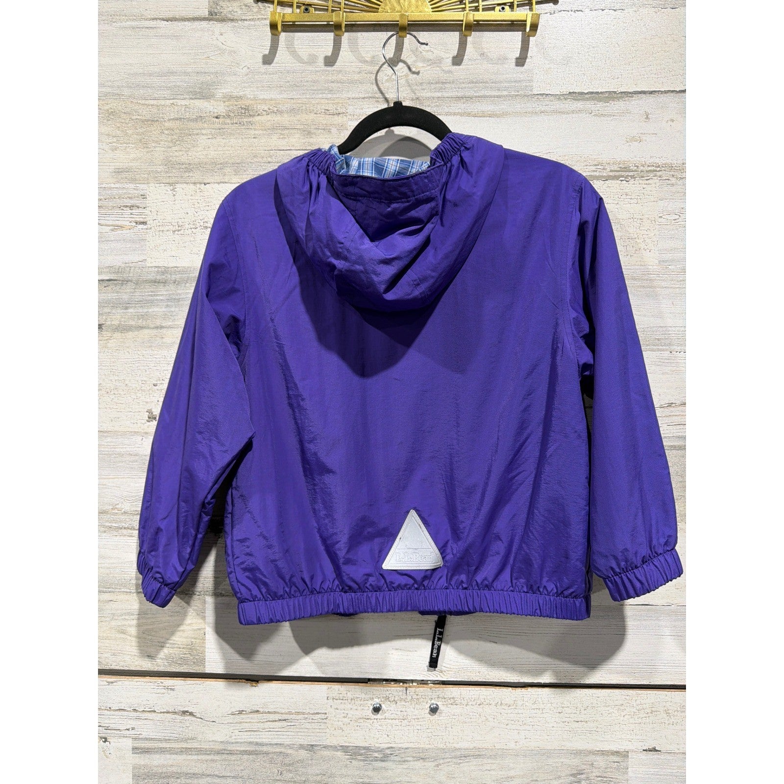 LL Bean Windbreaker Jacket Kids 8 Purple Hooded Full Zip Gorpcore EUC6