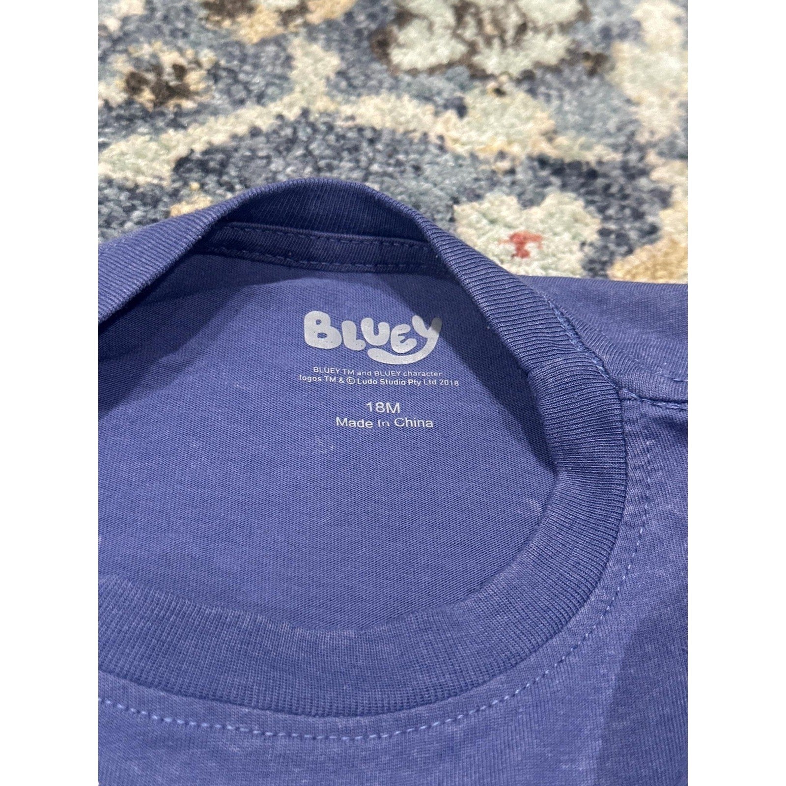 Bluey Graphic T-Shirt Toddler 18M Navy Blue Fireworks EUC1