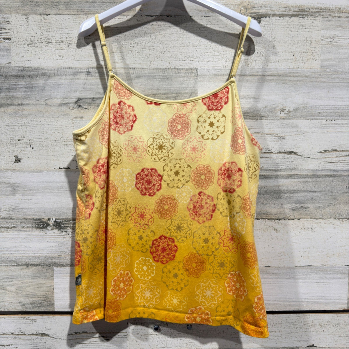 The North Face A5 Series Cami Tank Top Women XL Yellow Cotton Mandala Boho  GUC*3