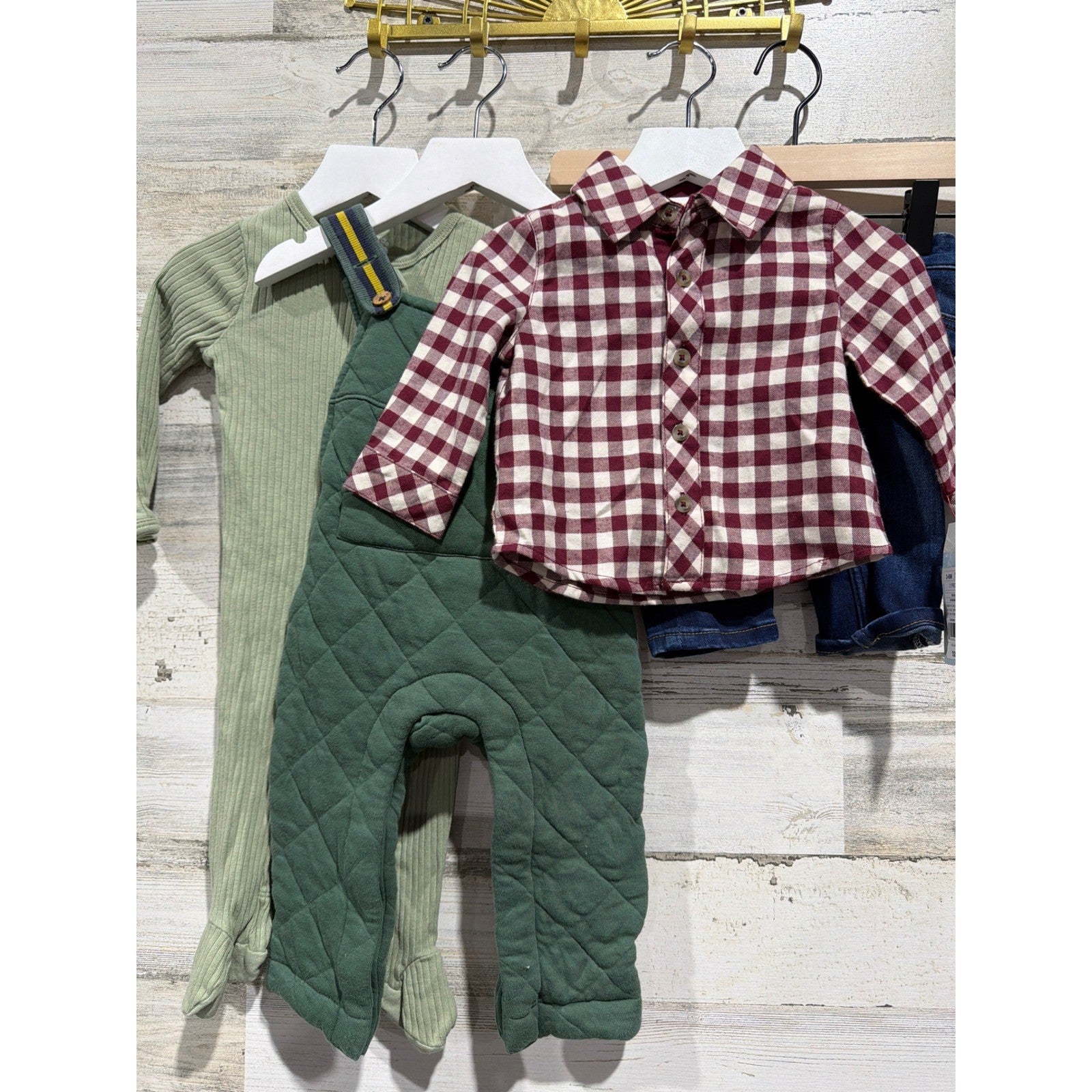 H&M Cat & Jack Tommy Bahama Boys 3-6M Green Red Bundle Gingham Quilted0