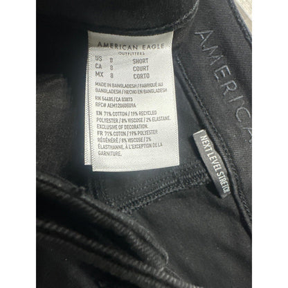 American Eagle Jeggings Women 8 Short Black Distressed Next Level Stretch EUC3