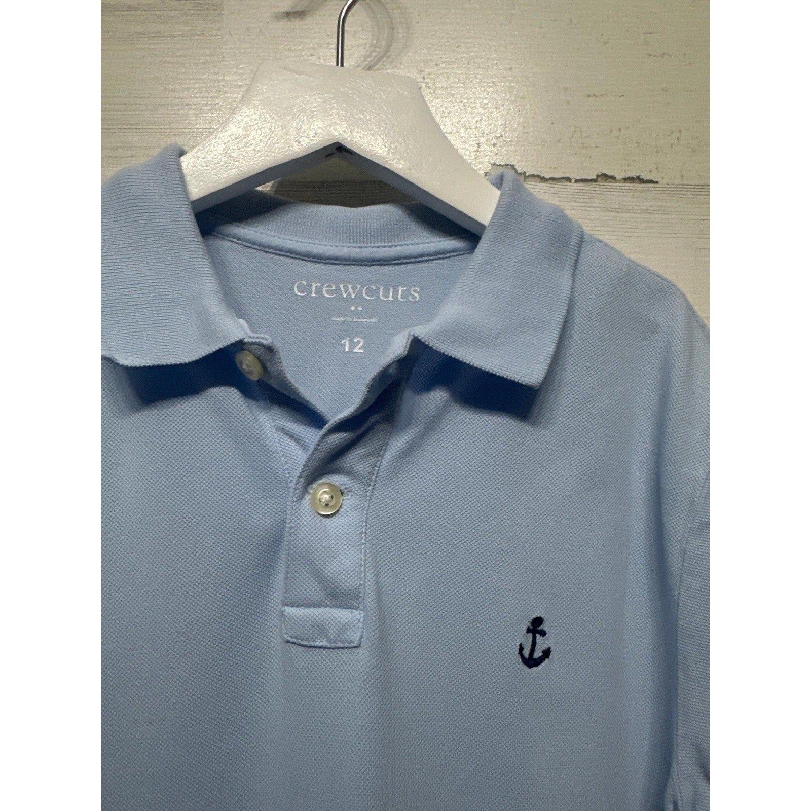 Crewcuts Polo Shirt Boys 12 Blue Orange Nautical Sailboat Anchor Preppy EUC2