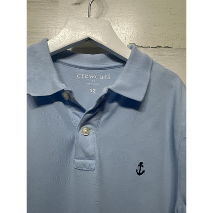 Crewcuts Polo Shirt Boys 12 Blue Orange Nautical Sailboat Anchor Preppy EUC2