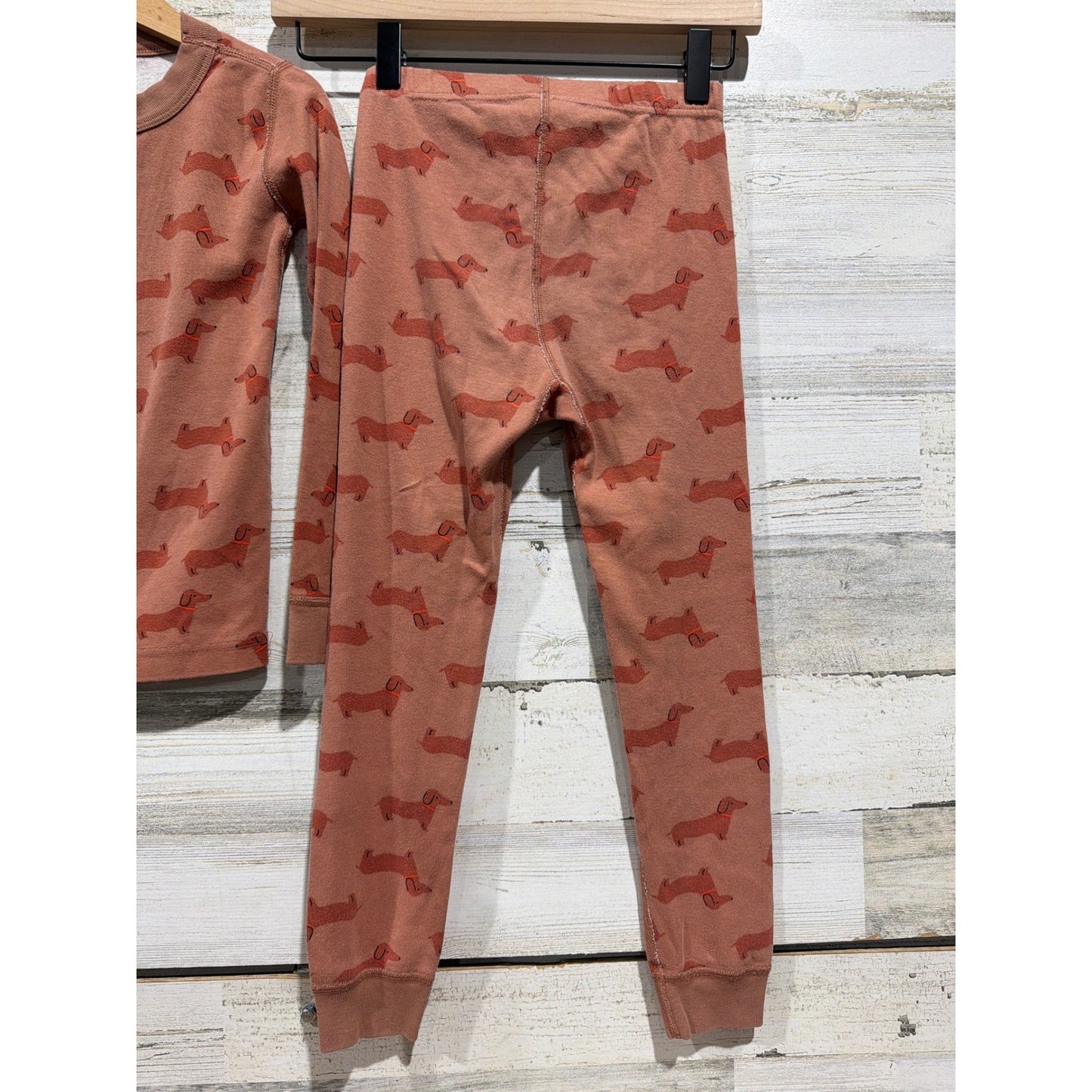 Hanna Andersson Pajamas 6-7 120cm Brown Dachshund Dog Organic Cotton *Flawed7