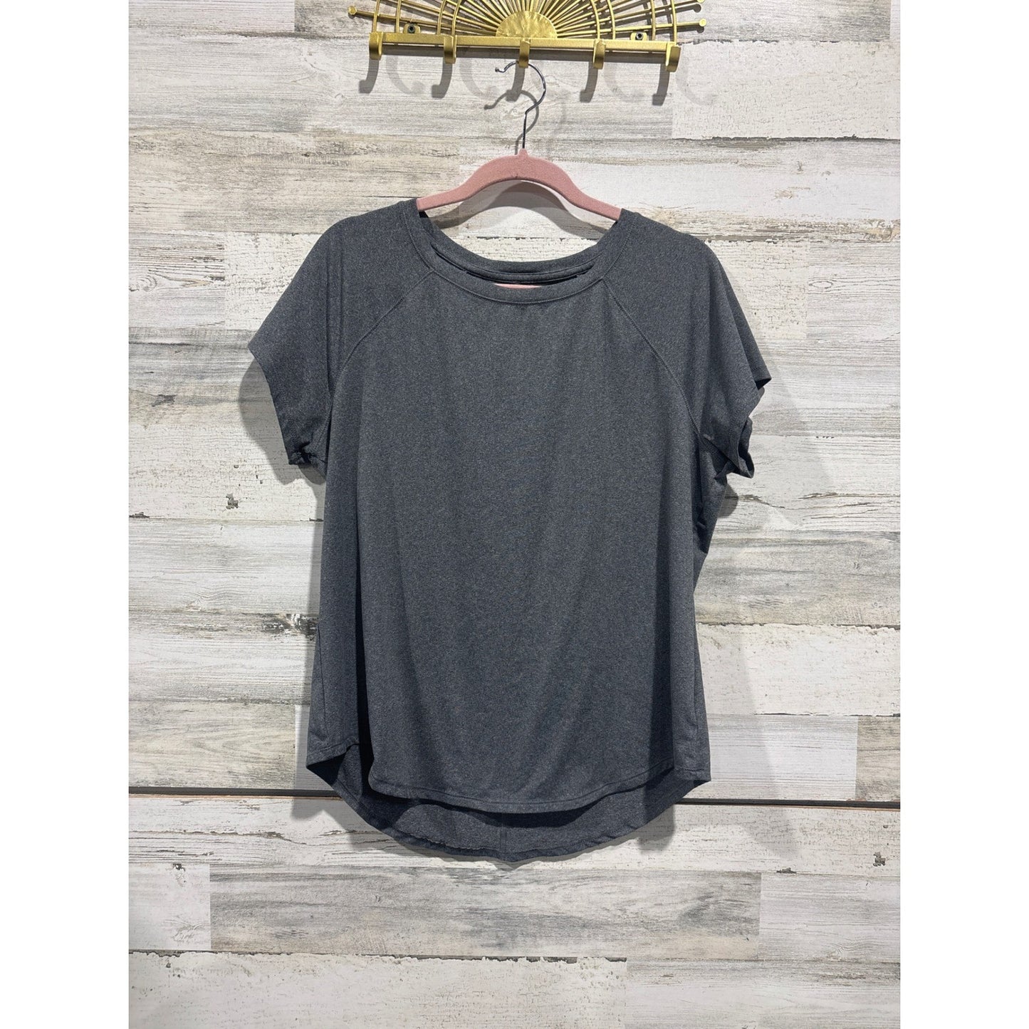 All In Motion Shirt Womens XL Gray Heathered Raglan Short Sleeve Activewear EUC0