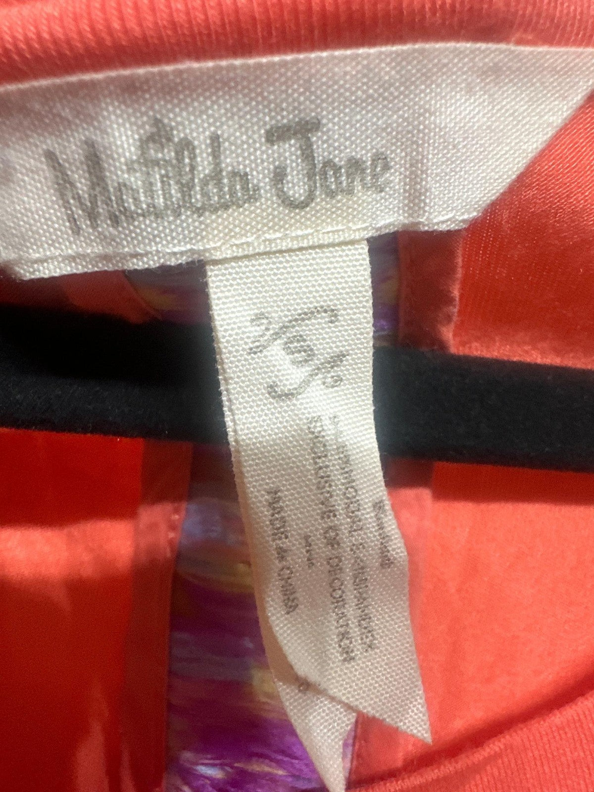 Matilda Jane T-Shirt Women Small Coral Orange Patterned Back Trim4