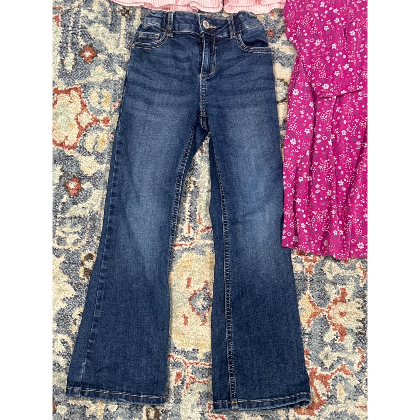Lands End Gymboree Girls 6/6x Pink Purple Blue Floral Denim 3pc Bundle1