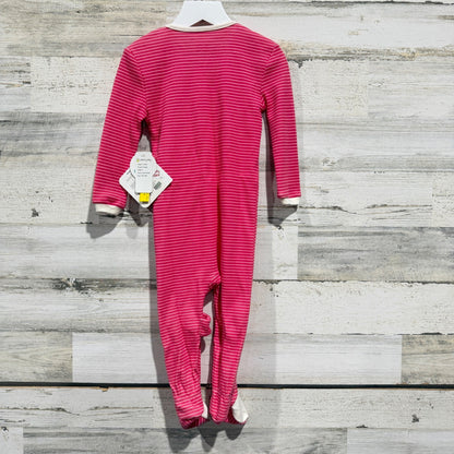 Silkberry Baby Footie Kids 12-18M Pink Candy Cane Stripe Organic Cotton NWT3