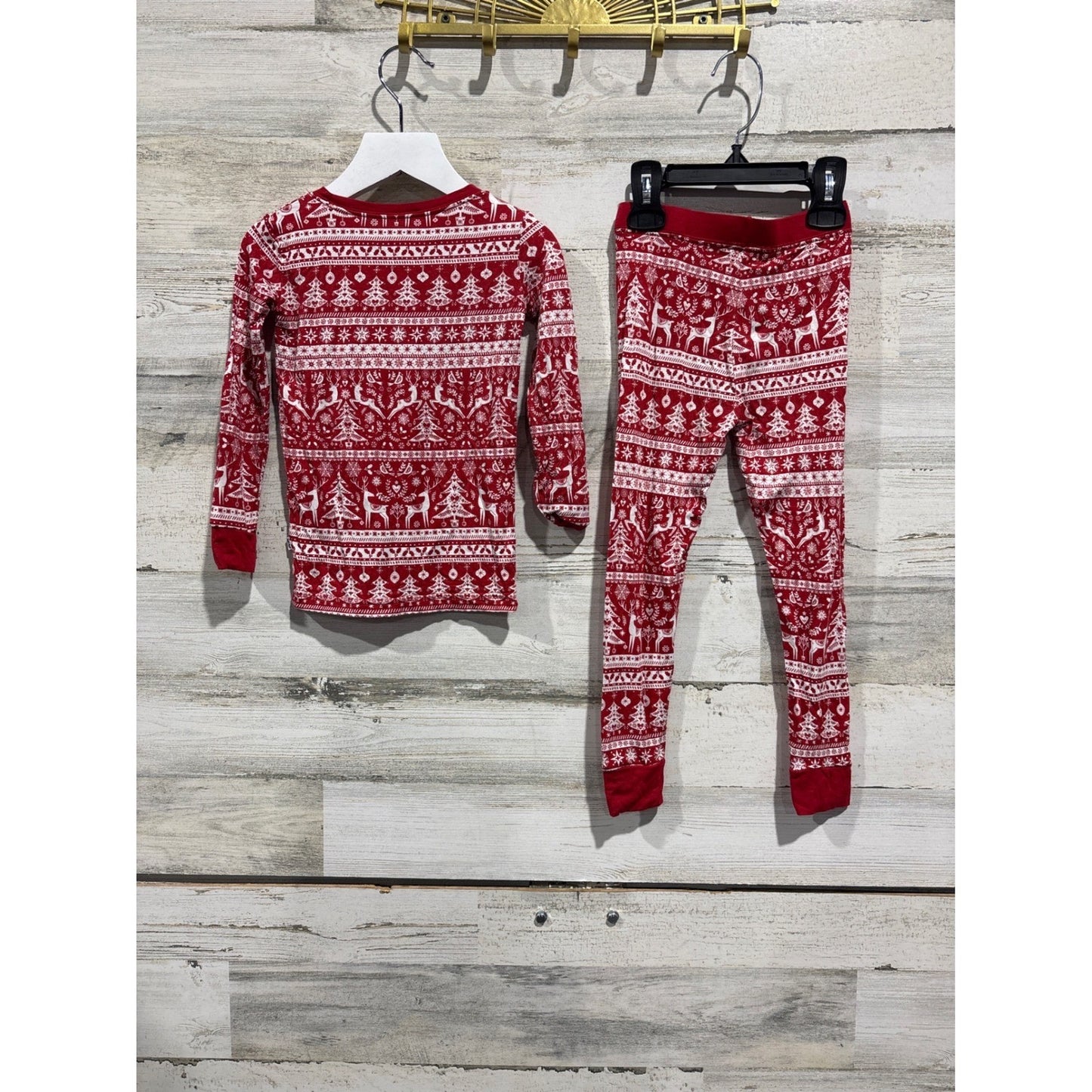 Little Sleepies Pajamas Boys 2T Red Fair Isle Christmas Bamboo EUC1