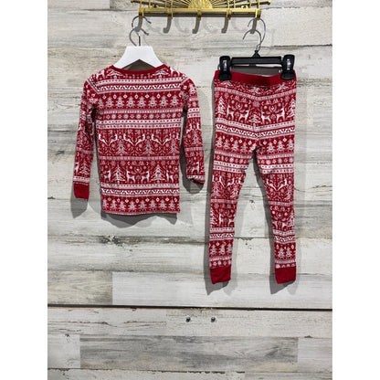Little Sleepies Pajamas Boys 2T Red Fair Isle Christmas Bamboo EUC1