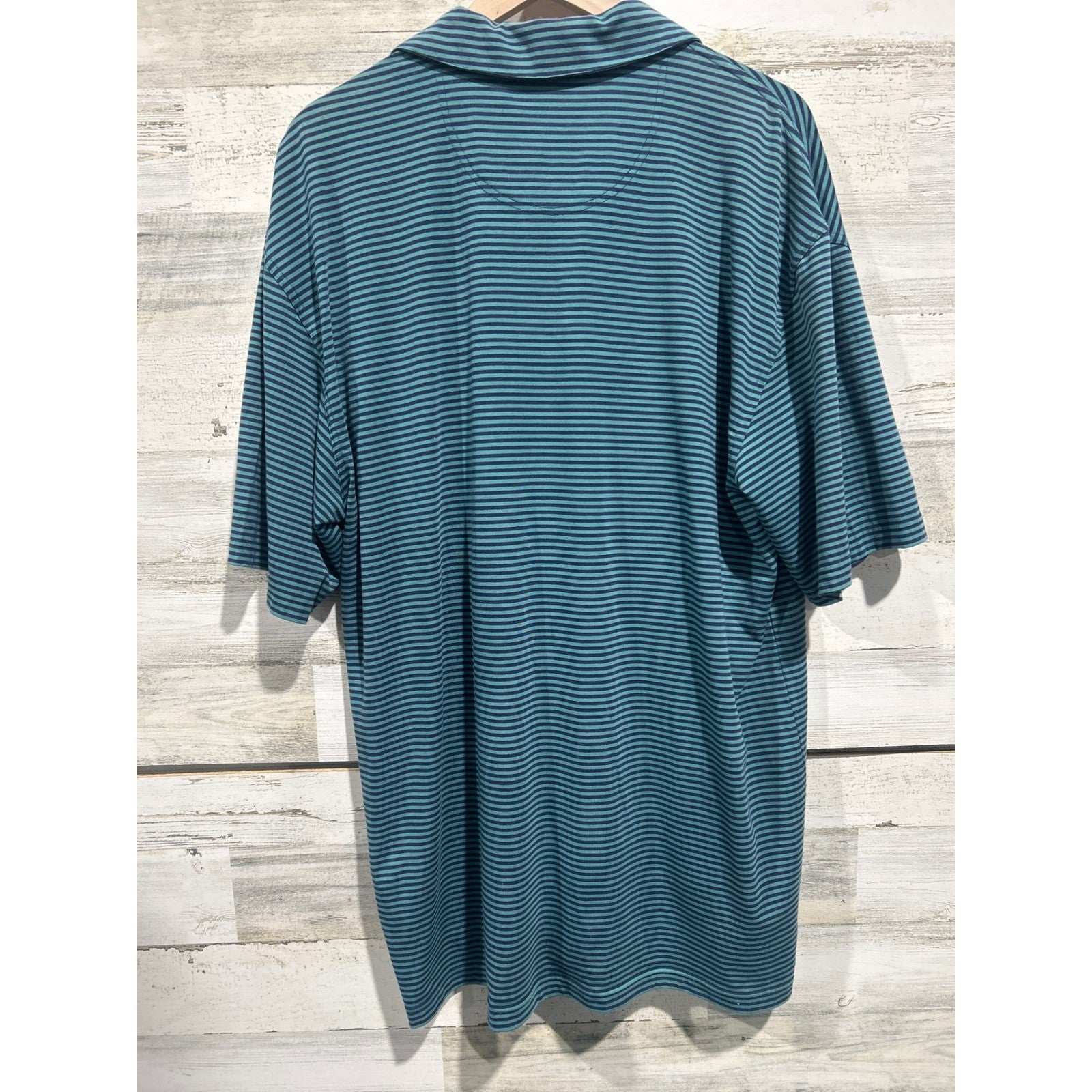 Onward Reserve Polo Shirt Men XXL Teal Striped Performance Golf Gorpcore EUC3