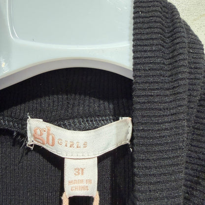 GB Girls Turtleneck Top Girls 3T Black Ribbed Knit Mock Neck Classic NWT4