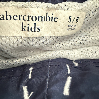 Abercrombie Swim Trunks Boys 5/6 Navy Striped Neon Surf Coastal EUC2