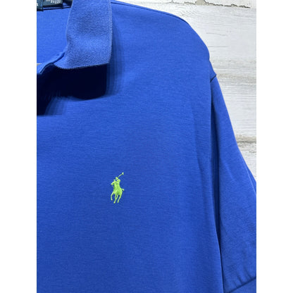 Polo Ralph Lauren Polo Shirt Men Large Blue Custom Fit Short Sleeve EUC1