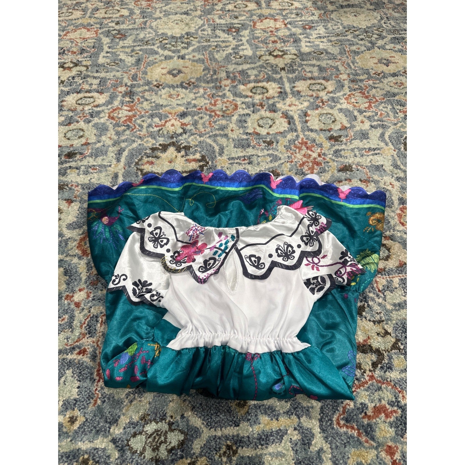 Mirabel Encanto Costume Dress Girls 4-6 Teal White3