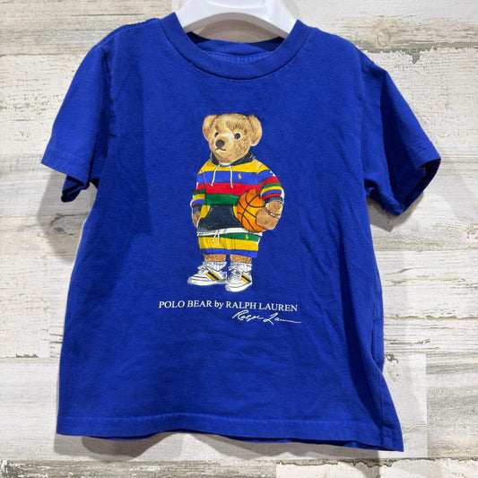 Polo Ralph Lauren T-Shirt Kids 3T Blue Polo Bear Basketball Preppy EUC0
