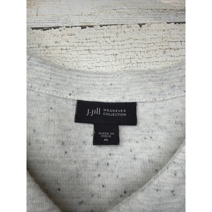 J. Jill Wearever Tunic Women M Gray Ribbed Knit Space Dye Casual EUC1