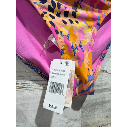 Jessica Simpson Bikini Set Women L Top XL Bottoms Print Tropical Swim Vacay NWT5