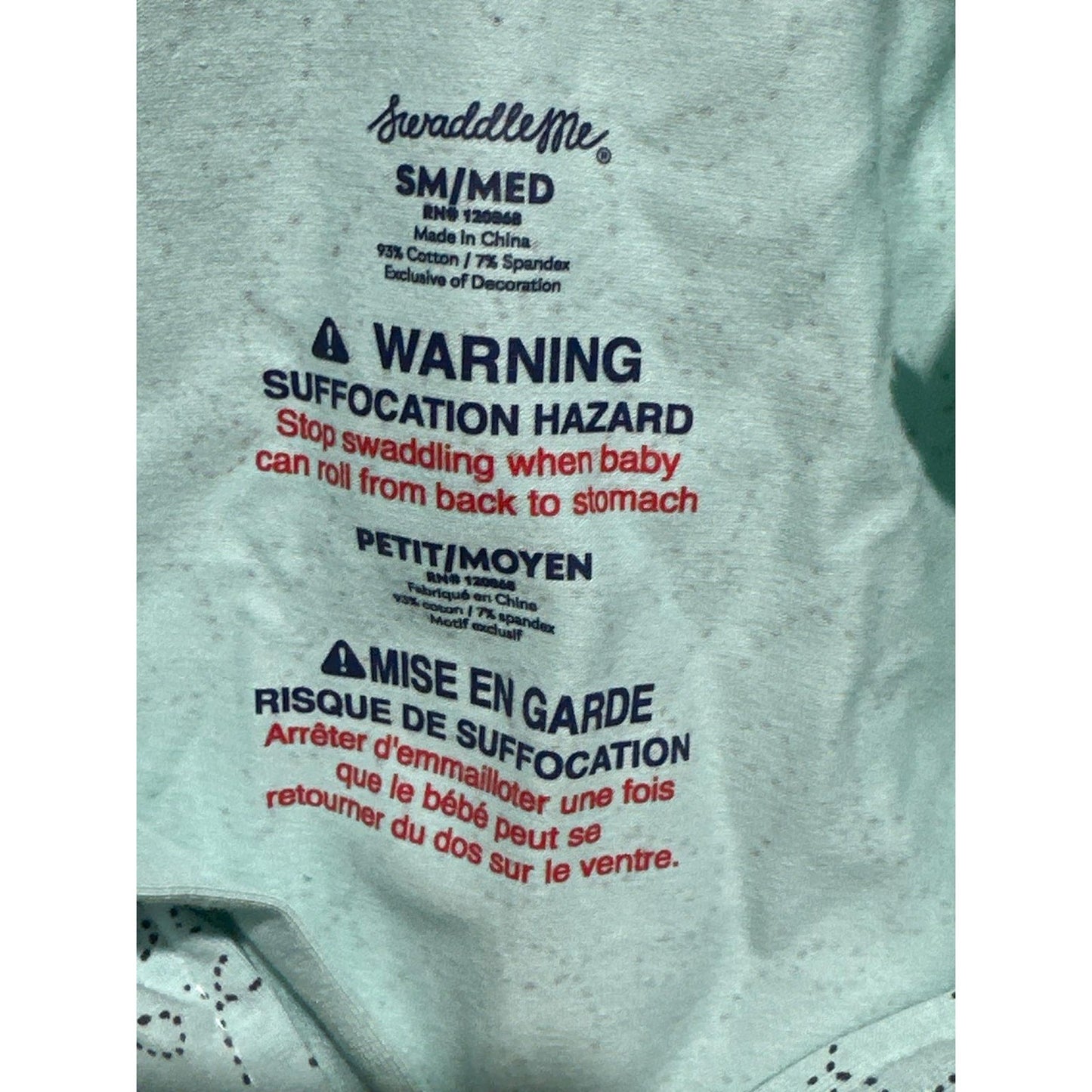 SwaddleMe Pod Sleep Sack Kids 0-3M Mint Green Cotton Spandex Zip Swaddle EUC1