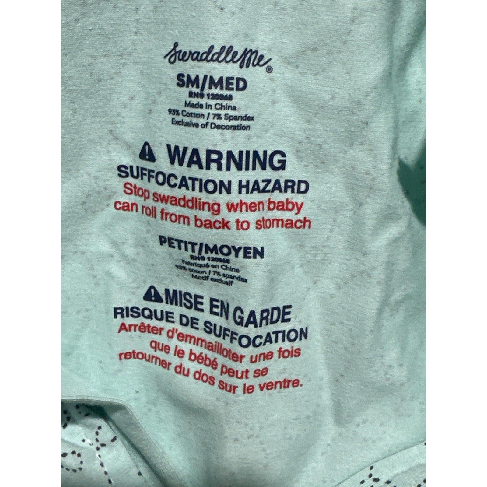 SwaddleMe Pod Sleep Sack Kids 0-3M Mint Green Cotton Spandex Zip Swaddle EUC1