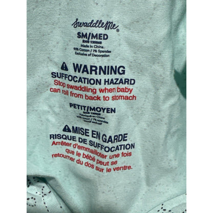 SwaddleMe Pod Sleep Sack Kids 0-3M Mint Green Cotton Spandex Zip Swaddle EUC1