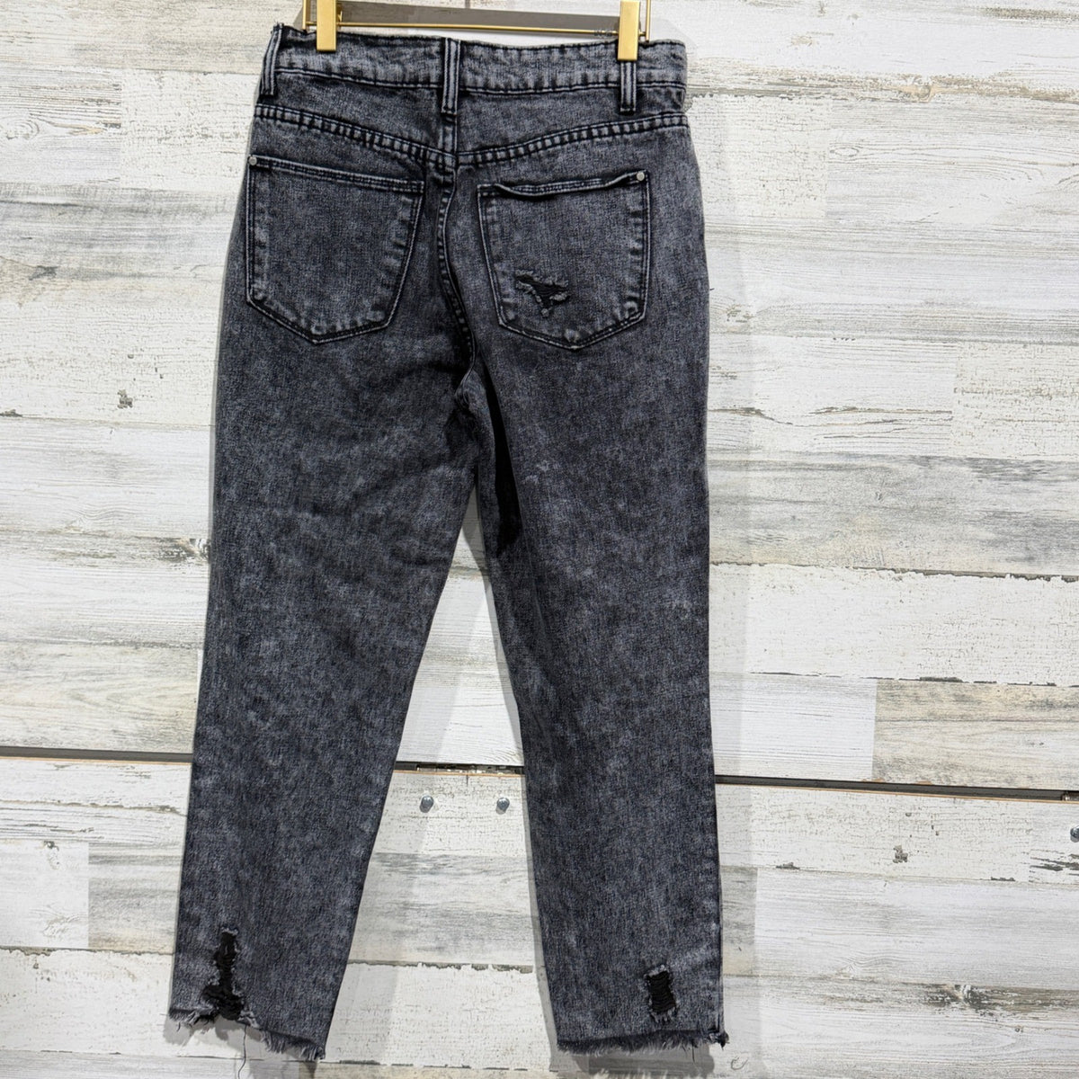 Petra 153 Distressed Mom Jeans Womens Size 5/26 Black Cotton Acid Wash Grunge3