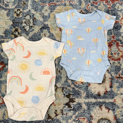 Member's Mark Bodysuit Set Kids NB Multi Organic Cotton Celestial Boho EUC4