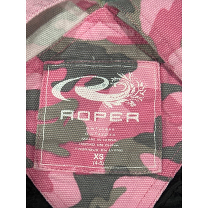 Roper Camo Overalls Girls XS 4-5 Pink Camouflage Bib Quilted Liner Cargo2