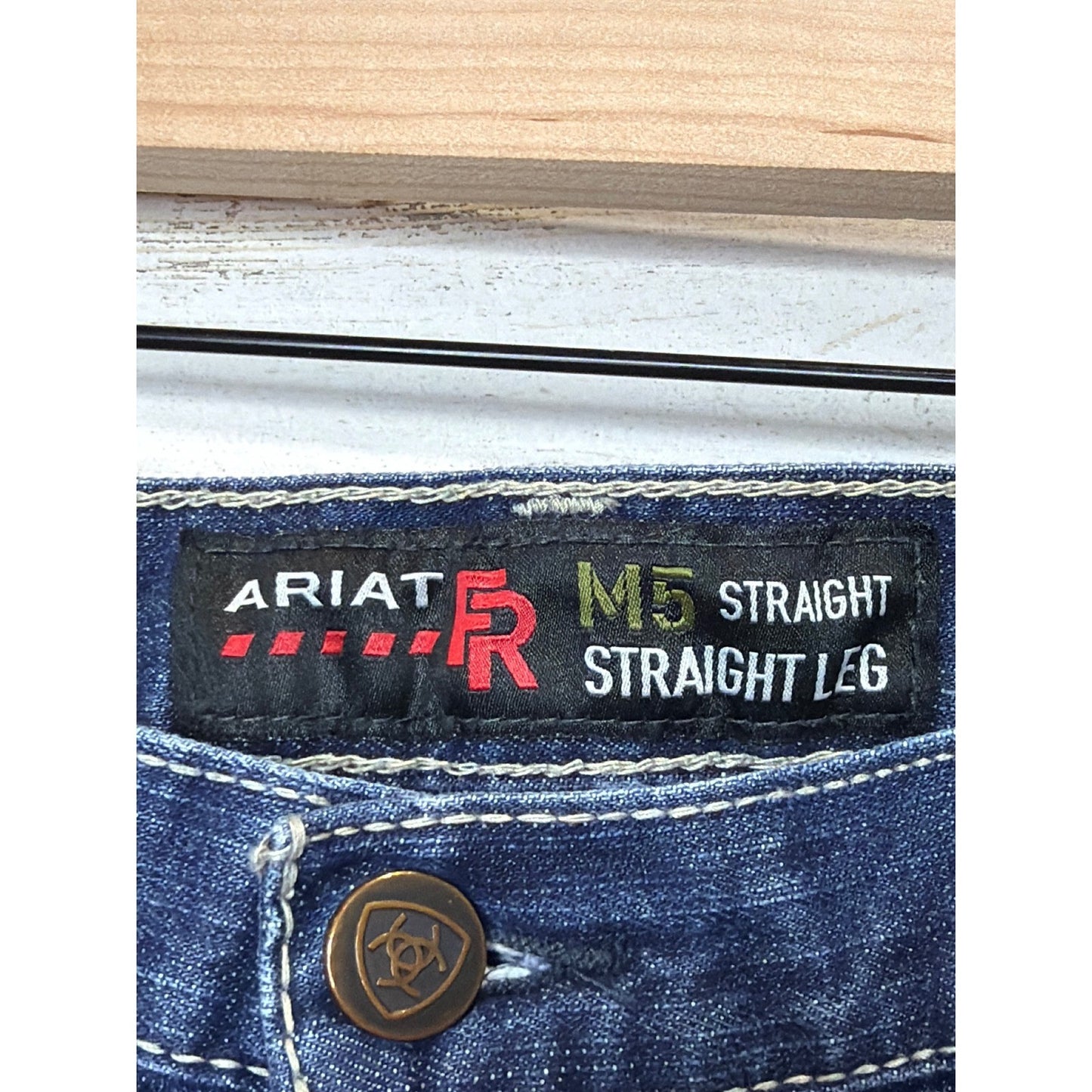 Ariat FR Jeans Men 38x30 Blue M5 Straight Leg Workwear EUC1