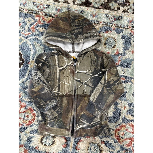 Bass Pro Shops Hoodie Boys 12m Brown Realtree Camo Full Zip Fleece Jacket GUC0