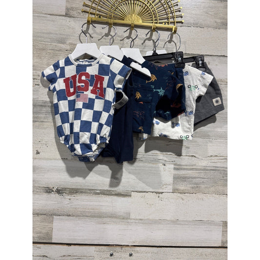 Old Navy Cat & Jack Clothing Bundle Boys 3-6M Blue White USA Nautical GUC/NWT0