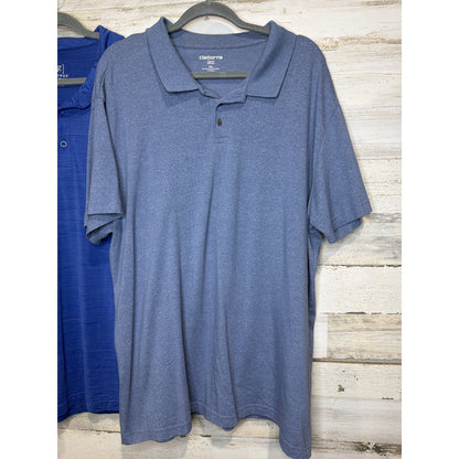 Claiborne George Polo Shirts Men XXL Blue Slim Stretch Bundle Dadcore1