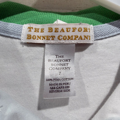 The Beaufort Bonnet Company Polo Shirt Boys 7 White Green Preppy EUC2