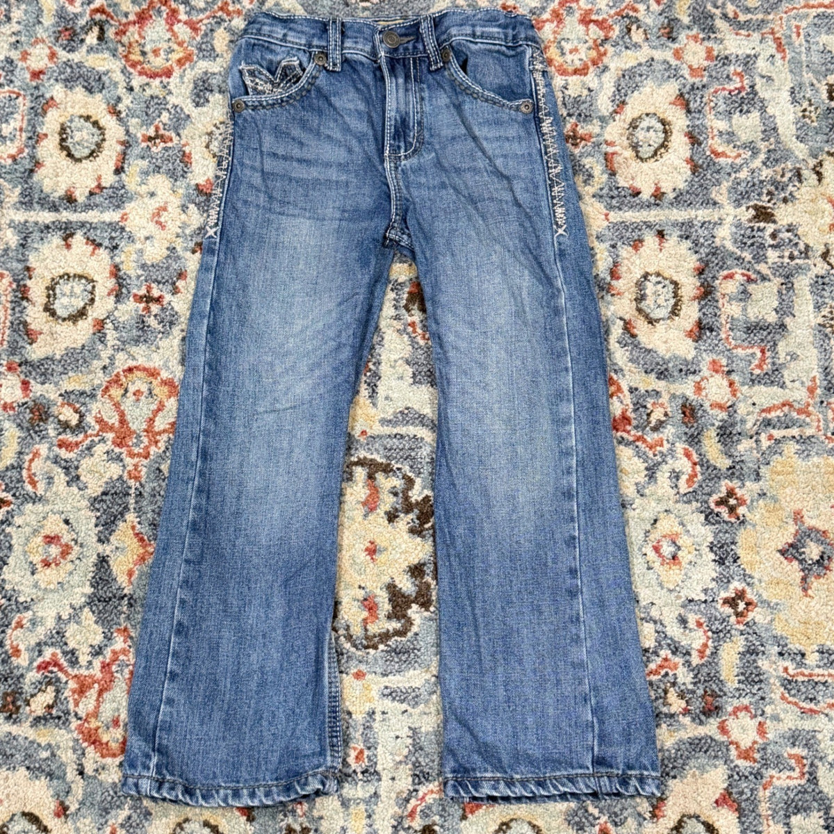 Wrangler 20X Jeans Boys 7 Blue Embroidered Western Cowboy EUC1