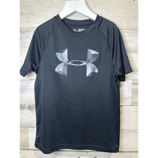 Under Armour T-Shirt Kids Youth Small Black Graphic Logo EUC0