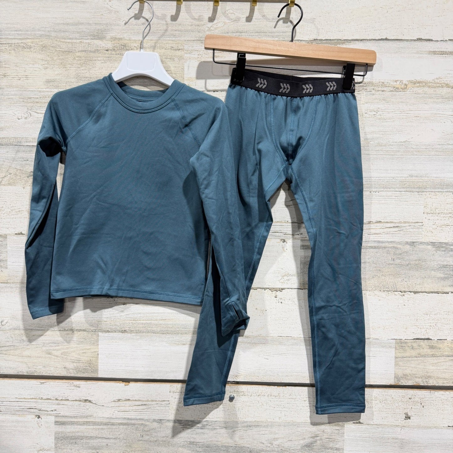 All In Motion Base Layer Set Boys Small 6/7 Teal Blue Athletic Thermal EUC0