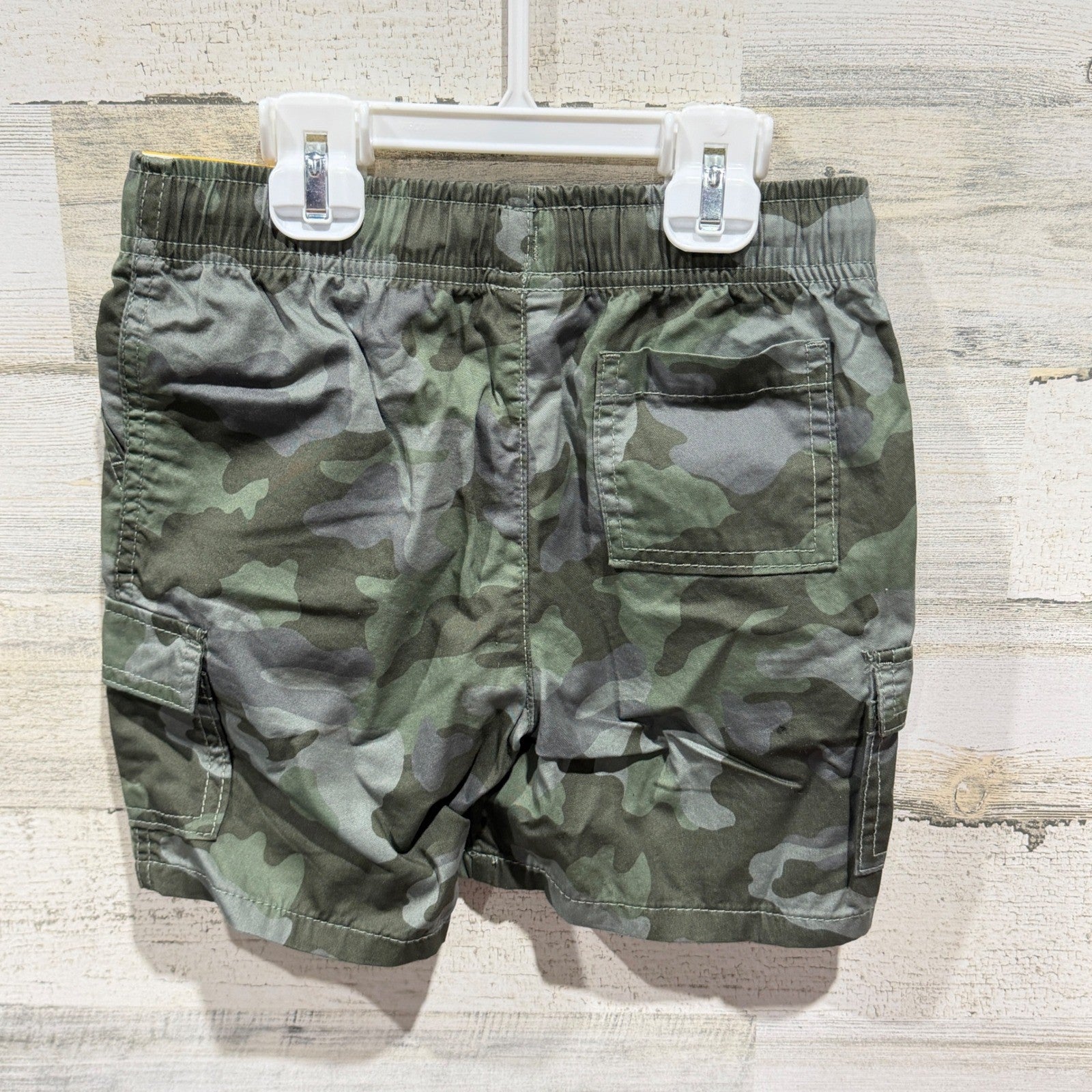 Cat & Jack Cargo Shorts Boys S 6/7 Green Camo Drawstring Utility Gorpcore NWT2