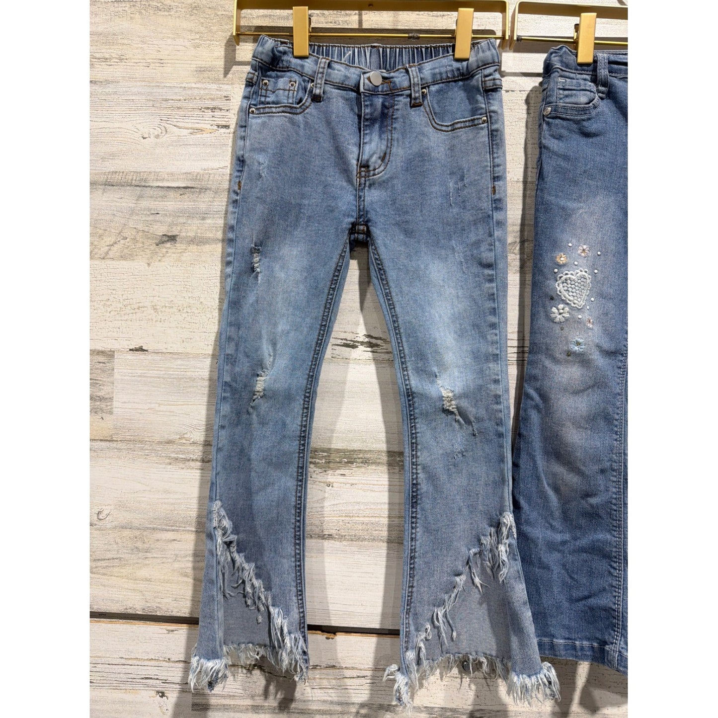 Hayden Wallflower Jeans Girls 6 Blue Distressed Embroidered Flare Bundle1