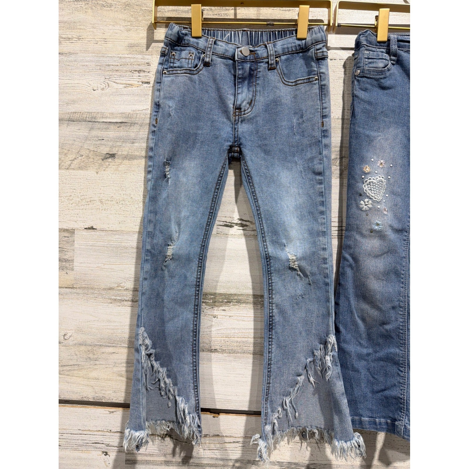 Hayden Wallflower Jeans Girls 6 Blue Distressed Embroidered Flare Bundle1