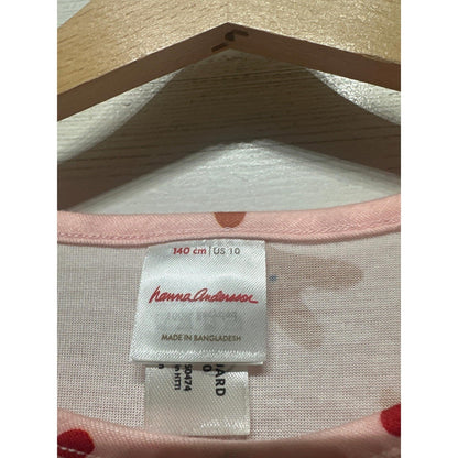 Hanna Andersson Nightgown Girls 10 Pink Gingerbread Man Holiday EUC1