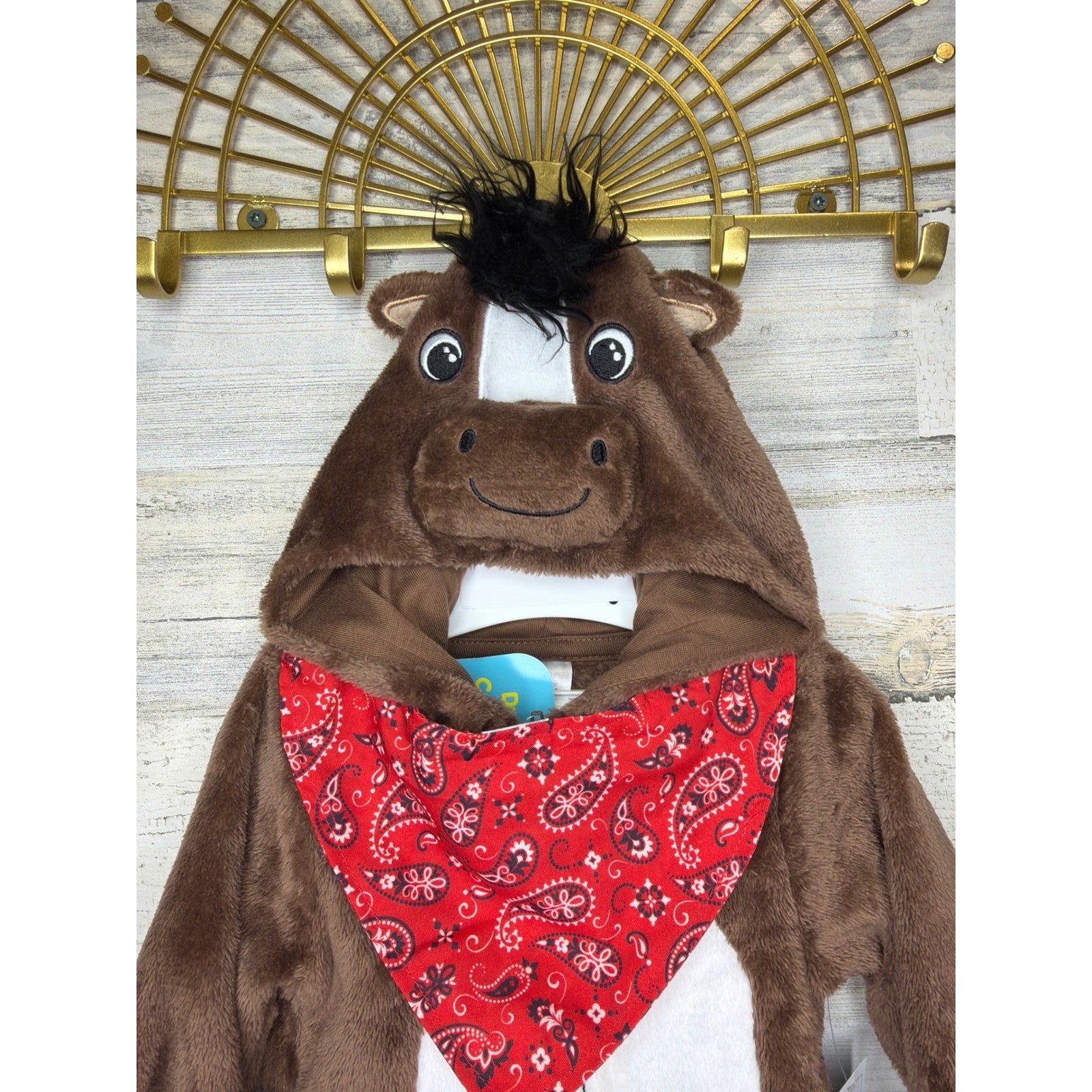 Starters Horse Costume Baby 3 Months Brown Plush Bandana Western NWT1