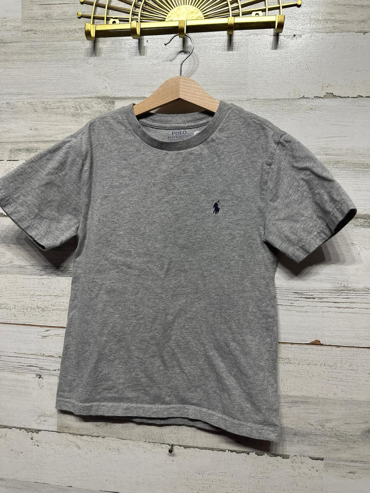 Polo Ralph Lauren T-Shirt Kids Size 8 Grey Short Sleeve Pony Logo EUC0