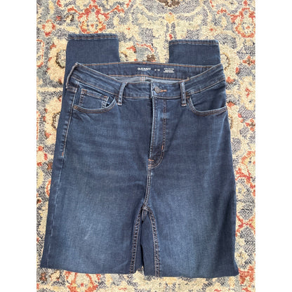Old Navy Rockstar Super Skinny Jeans Women 8-12 Dark Blue High Rise Fits You1