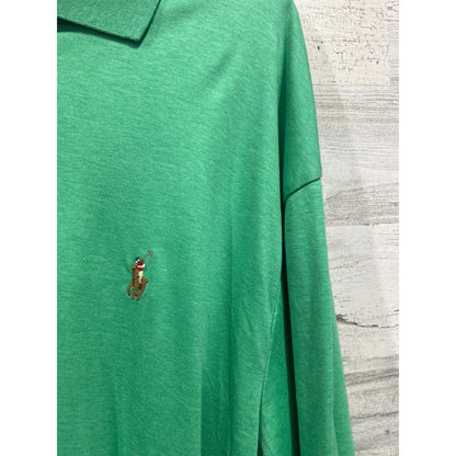 Ralph Lauren Polo Shirt Men 2XLT Green Short Sleeve Mesh Classic Preppy EUC2