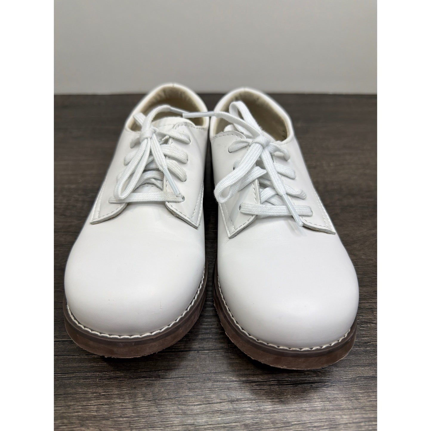 Footmates Willy Oxford Boys 13.5 White Leather Lace Up Classic Preppy EUC1