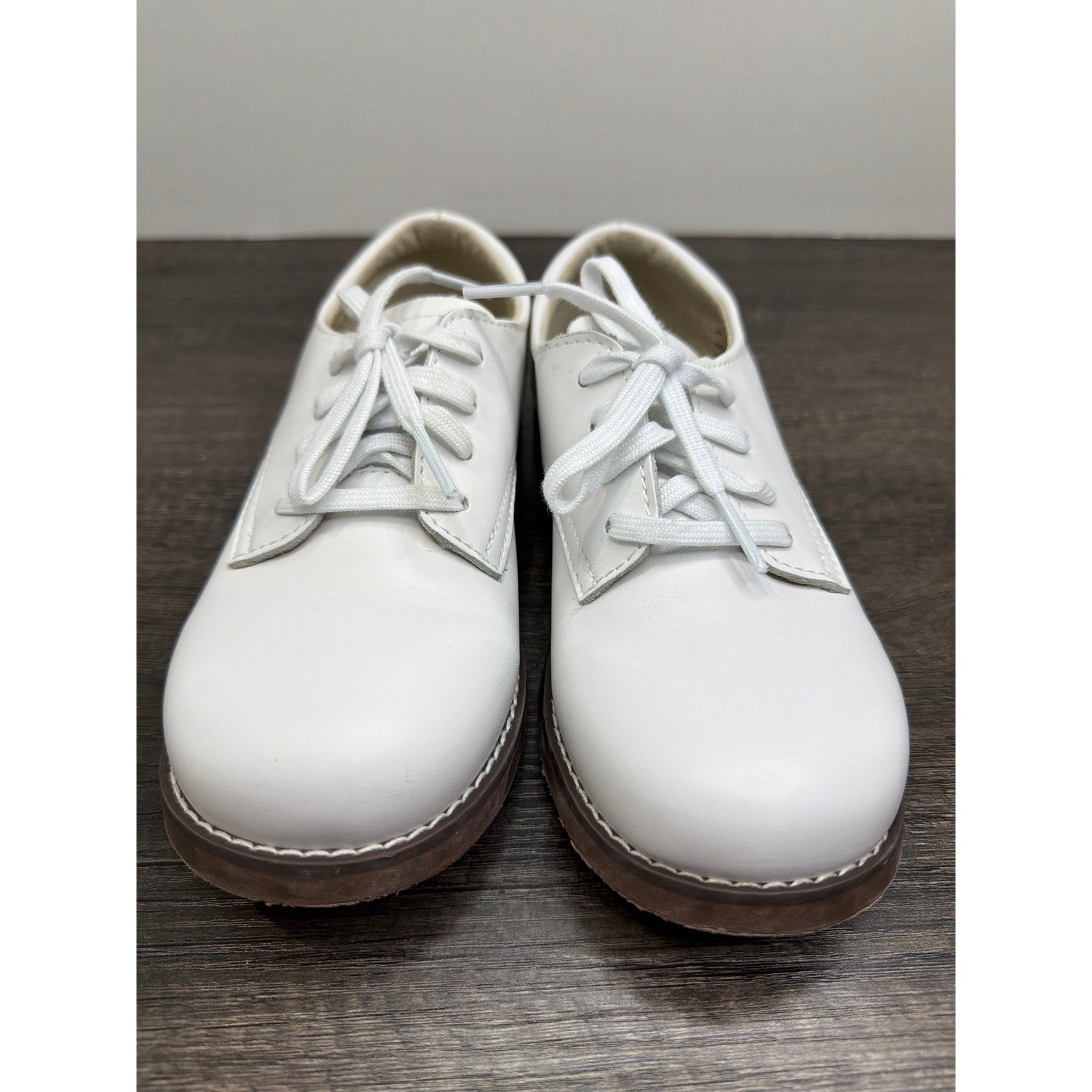 Footmates Willy Oxford Boys 13.5 White Leather Lace Up Classic Preppy EUC1